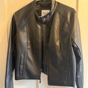 Abercrombie & Fitch Black Faux Leather Moto Jacket